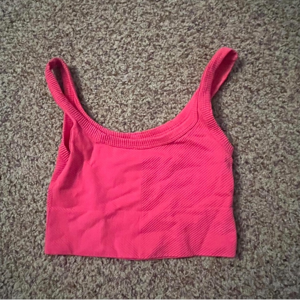 Pink Ribbed Women's Crop Top